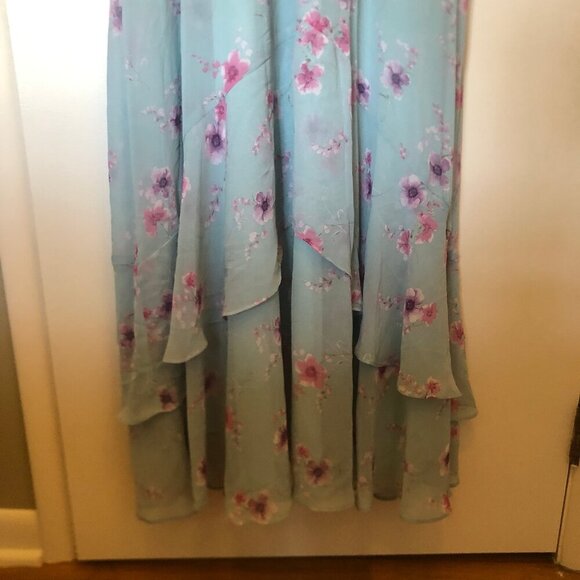 NWT Lulu's Take You There Mint Green Floral Print Maxi Dress sz L - Picture 8 of 16